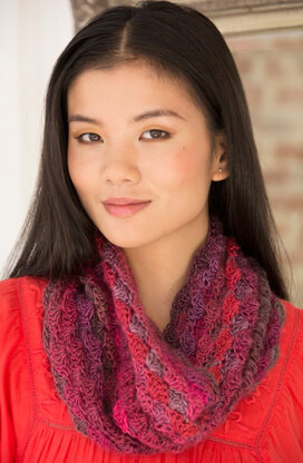 Le Papillon Blushing Cowl in Red Heart Boutique\nUnforgettable - LW4726-1 - Downloadable PDF