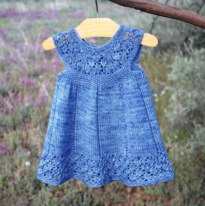 Lovelace Baby Dress Knitting pattern by Taiga Hilliard Designs | LoveCrafts
