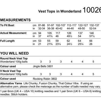 Vest Tops in Stylecraft Wonderland - 10026 - Downloadable PDF