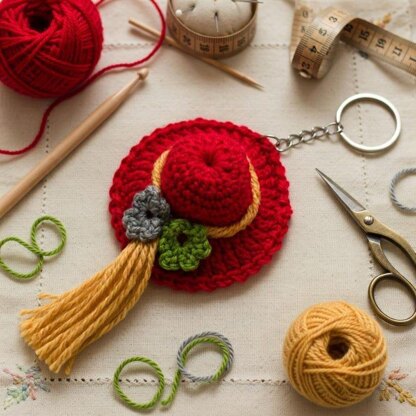Crochet Hat Keychain Pdf + ideo Tutorials