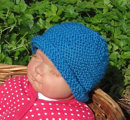 Baby Simple Garter Stitch Roll Brim Beanie Hat