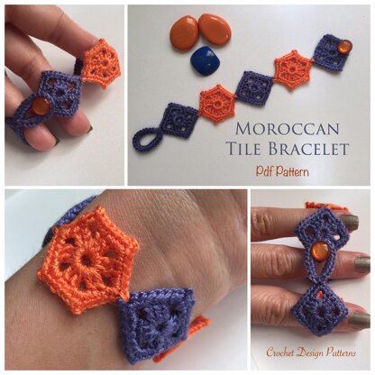 Crochet Moroccan Tile Bracelet -pdf pattern-