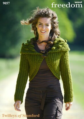 Knitted Cabled Collar Bolero in Twilleys Freedom Wool - 9057