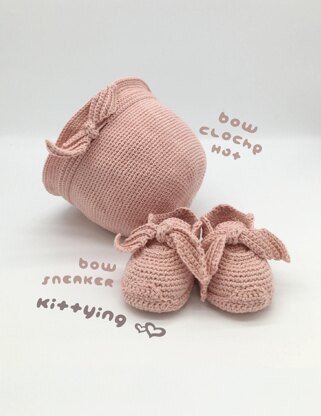 Bow Baby Hat and Sandals Set, Newborn Crochet Gift Set Pattern by Kittying