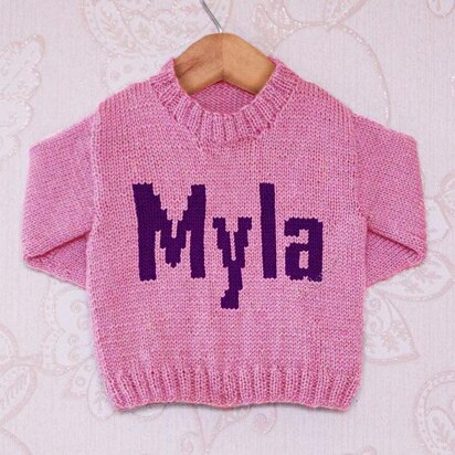 Intarsia - Myla Moniker Chart - Childrens Sweater