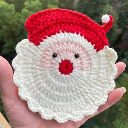 Santa Coaster Free Crochet Patterns for Christmas - Christmas Decoration - Christmas Ornament