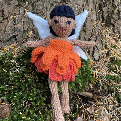 Marigold flower fairy knitting pattern