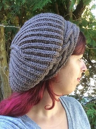 Cable Brim Slouch Hat