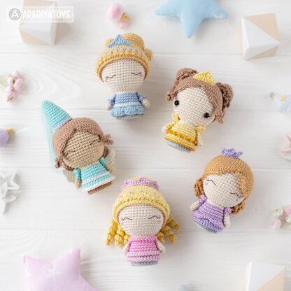 Princess crochet pattern amigurumi doll mini crochet amigurumi pattern princesses PDF Mini Kingdom fairy tale ebook tutorial by AradiyaToys (Olka Novytska)