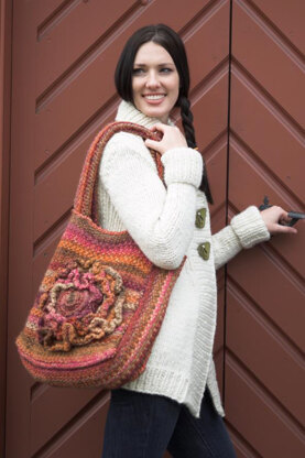 Floral Tote in Plymouth Yarn Bazinga - 2109 - Downloadable PDF