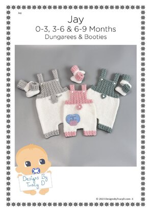 Jay Baby Dungarees knitting pattern 0-9mths