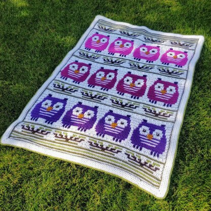 Perching Owls Mosaic Blanket