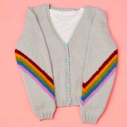 Cosy Rainbow Cardigan - Free Cardigan Knitting Pattern For Women in Paintbox Yarns Simply Aran by Paintbox Yarns