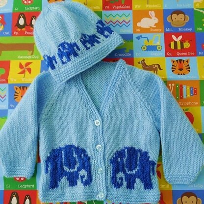 Elephant Cardigan and Hat