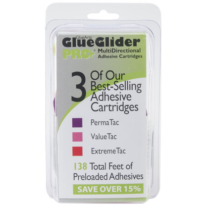 Glue Arts GlueGlider Pro Plus Refill Assortment 3/Pkg - PermaTac, ExtremeTac & ValueTac
