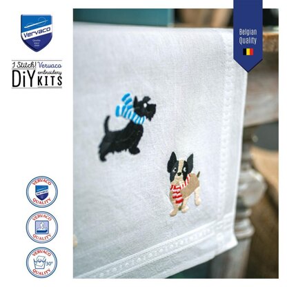 Vervaco Table Runner Kit Doggies Embroidery Kit -  40 x 100 cm / 16in x 40in