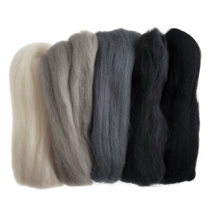 Trimits Natural Wool Roving: 50g: Assorted Monochrome