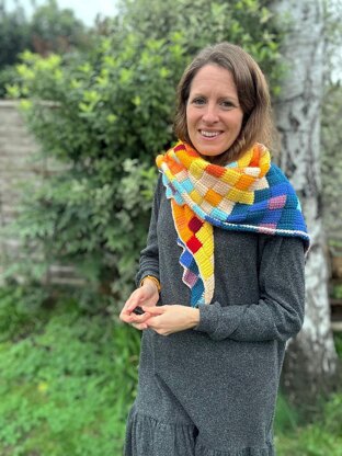 Tunisian Entrelac Temperature Shawl