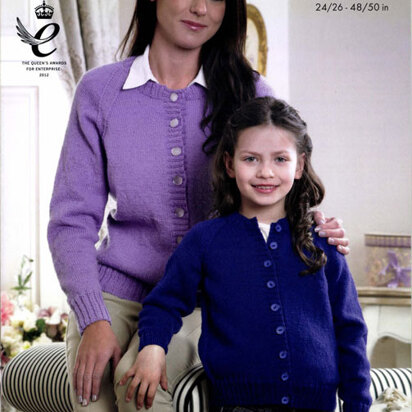 Cardigan and Sweater in King Cole Merino Blend 4 Ply - 3754 - knitting pattern