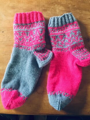 Lovely Grey in Pink Sock