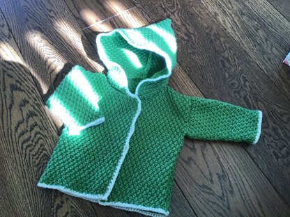 Hooded Baby Jacket in Bernat Softee Baby Solids