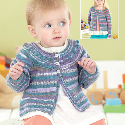 Round Neck Cardigan in Sirdar Snuggly Baby Crofter DK - 4575 - Downloadable PDF