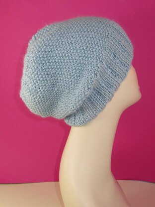 2 x 2 Rib Cuff Moss (Seed) Stitch Slouch Hat