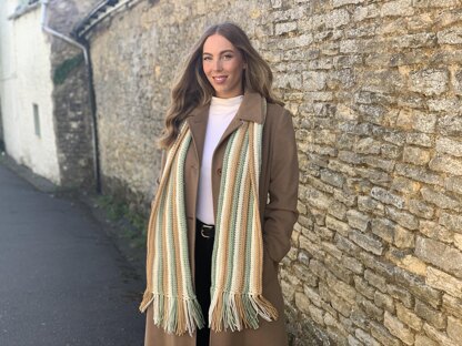 Blooming Stripy Ribbed Scarf