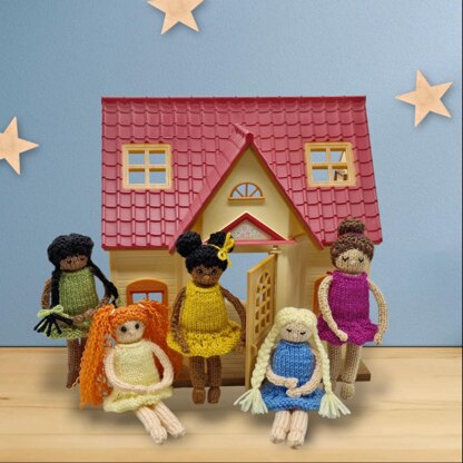 Pocket Dolls Knitting Pattern - Dress Up Dolly
