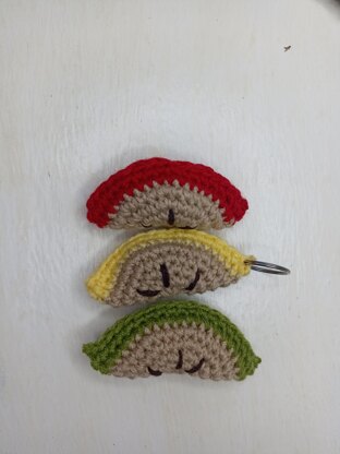 Apple Slice Amigurumi Keychain