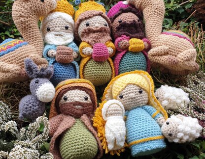 Nativity Scene Mary Joseph Jesus Donkey Sheep Melchior Balthasar Gaspar Camel Krippe Manger amigurumi three Magi