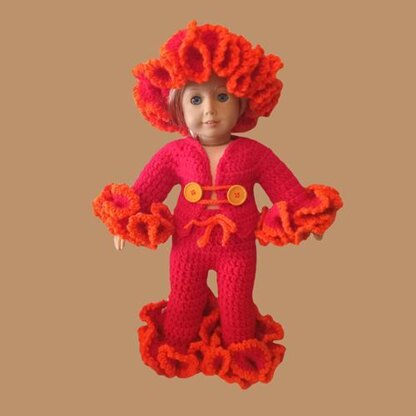 Disco Costume Crochet Doll Pattern, Retro Outfit for 18” Dolls