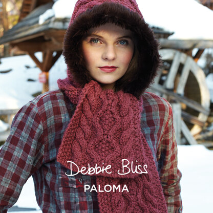 Fiorella Hooded Scarf - Knitting Pattern for Women in Debbie Bliss Paloma