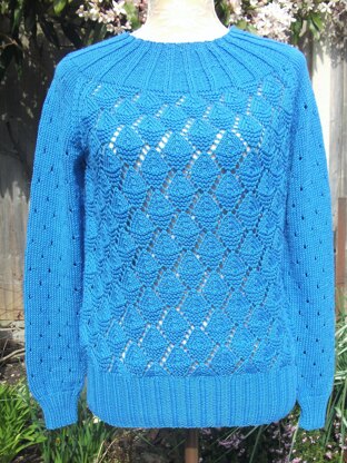 Lacy Sweater with Rib Yoke