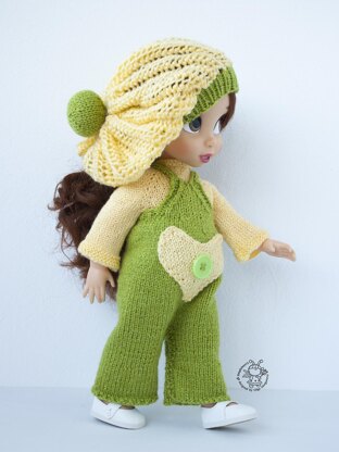 Outfit Lime and lemon for doll 16"-18" knitting flat