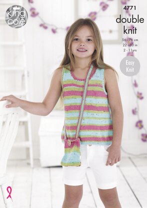 Girls' Tops in King Cole Cottonsoft Crush & Cottonsoft DK - 4771 - Downloadable PDF
