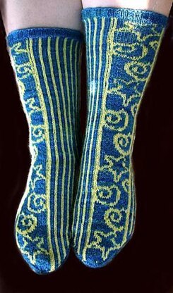 14 sock designs, Patterns in English