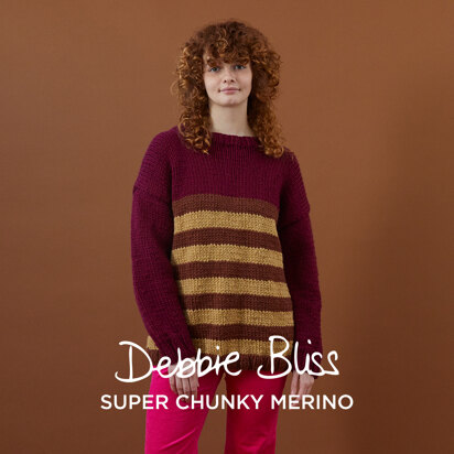 Striped Sweater - Jumper Knitting Pattern for Women in Debbie Bliss Super Chunky Merino by Debbie Bliss - DB423 - Downloadable PDF