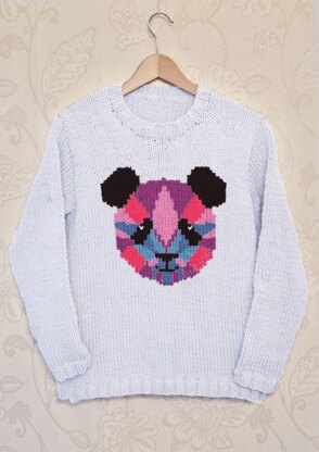 Intarsia - Geometric Panda Chart  - Adults Sweater