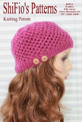 Knitting Pattern ladies hat beanie UK & USA Terms #12