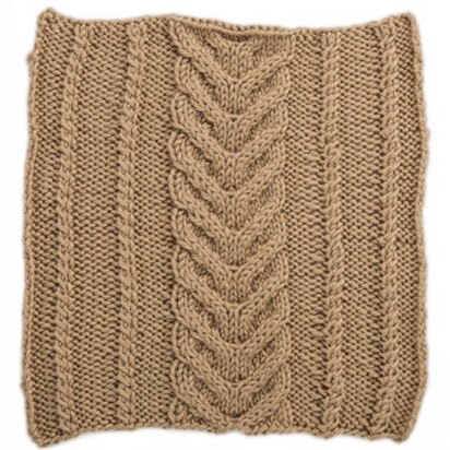 Horseshoe Panel with Twists Square for Knit Your Cables Afghan in Red Heart Soft Solids - LW4309-F