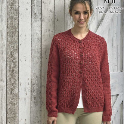 Cardigan and Sweater in King Cole Merino Blend DK - 5077 - Downloadable PDF