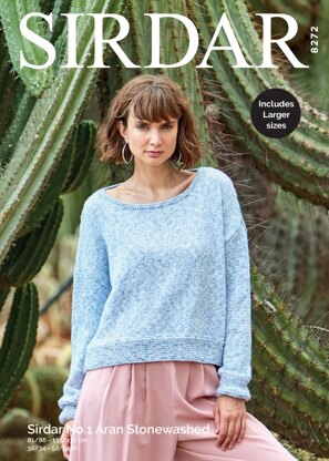 Sweater in Sirdar No.1 Aran Stonewash - 8272 - Downloadable PDF