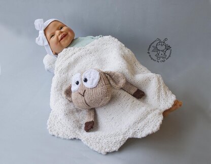 Lamb Toy Lace Baby Blanket