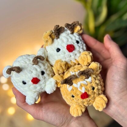 Set of 3 chubby reindeers crochet pattern, No sew PDF tutorial, Christmas pattern