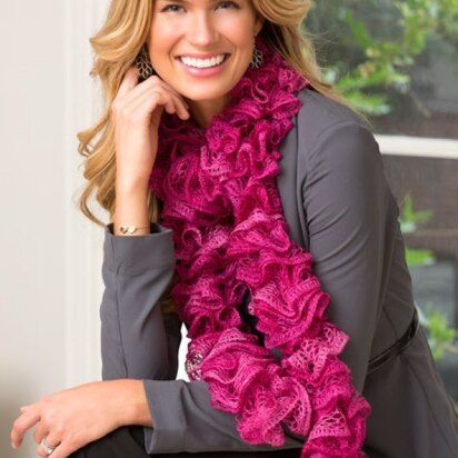 Ritzy Ruffle Scarf in Red Heart Boutique Sashay Metallic - LW3910