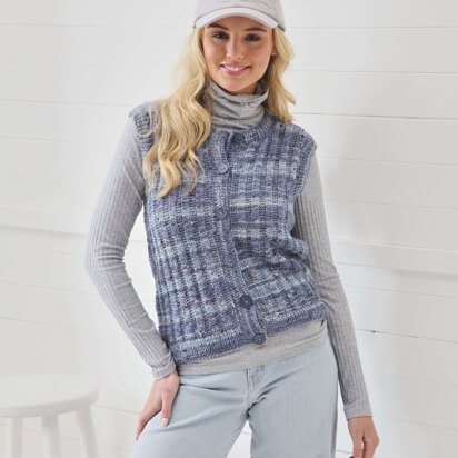 Ladies Round & V-Neck Waistcoats P6174 in King Cole Homespun Prism DK - Leaflet