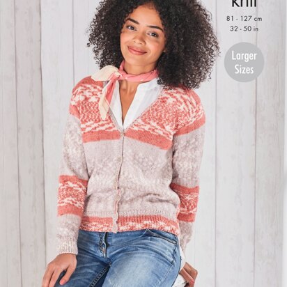 V Neck Cardigan and Waistcoat Knitted in King Cole Fjord DK - 5698 - Downloadable PDF