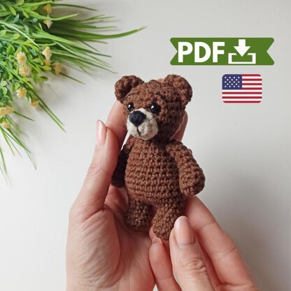 Crochet teddy bear, amigurumi bear keychain