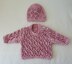 Babies diamond lace sweater and beanie - Jewel